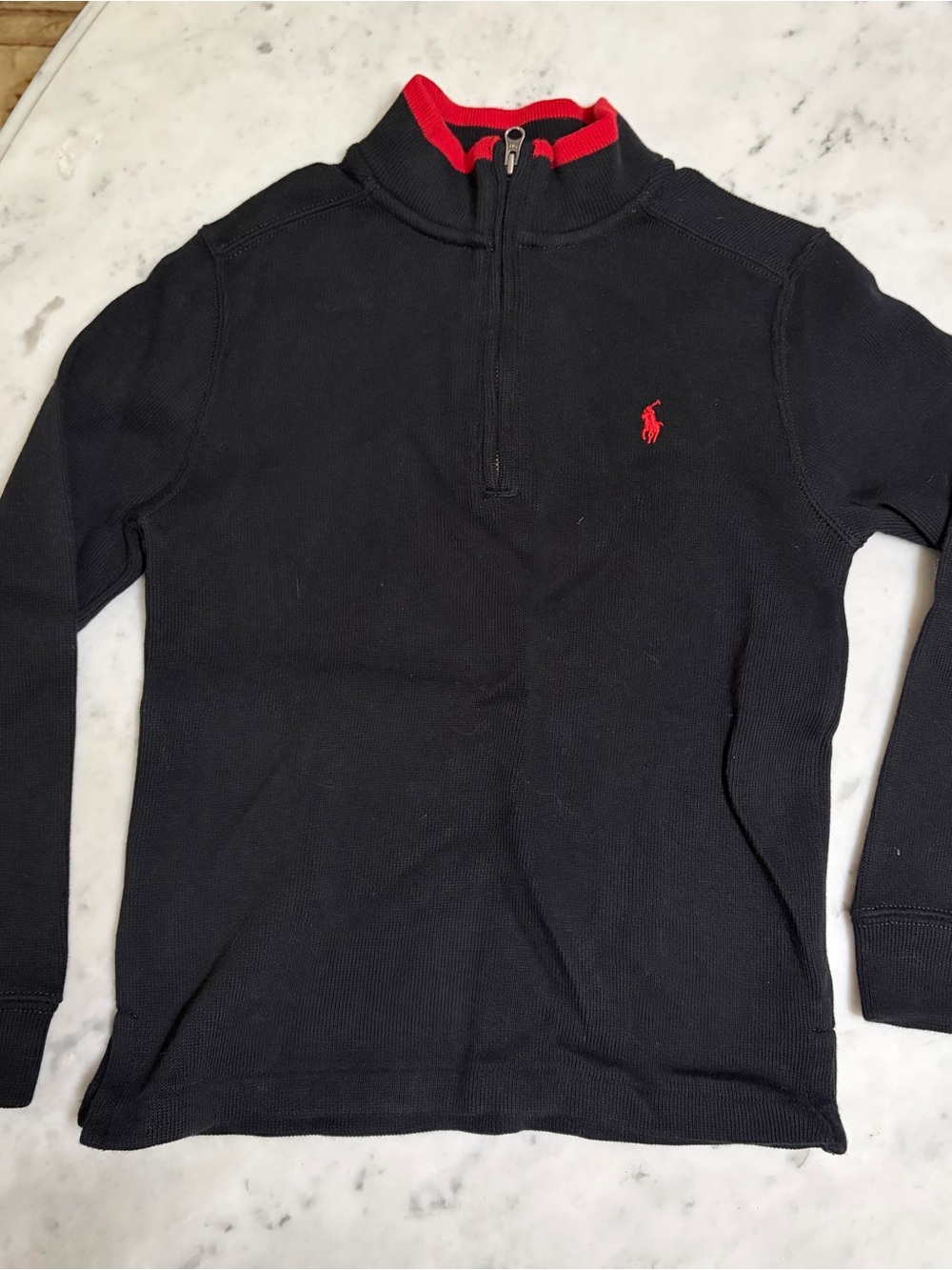 Polo by Ralph Lauren quarter zip Black Zip Pullover with Red Trim